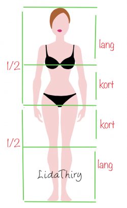 Een kort middenrif en korte bovenbenen