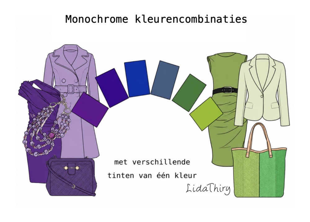 Monochrome, analoge en complementaire kleurencombinaties