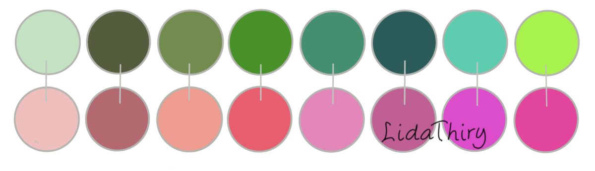 Groen met roze gaat goed samen – van hoog naar een laag kleurcontrast (2)