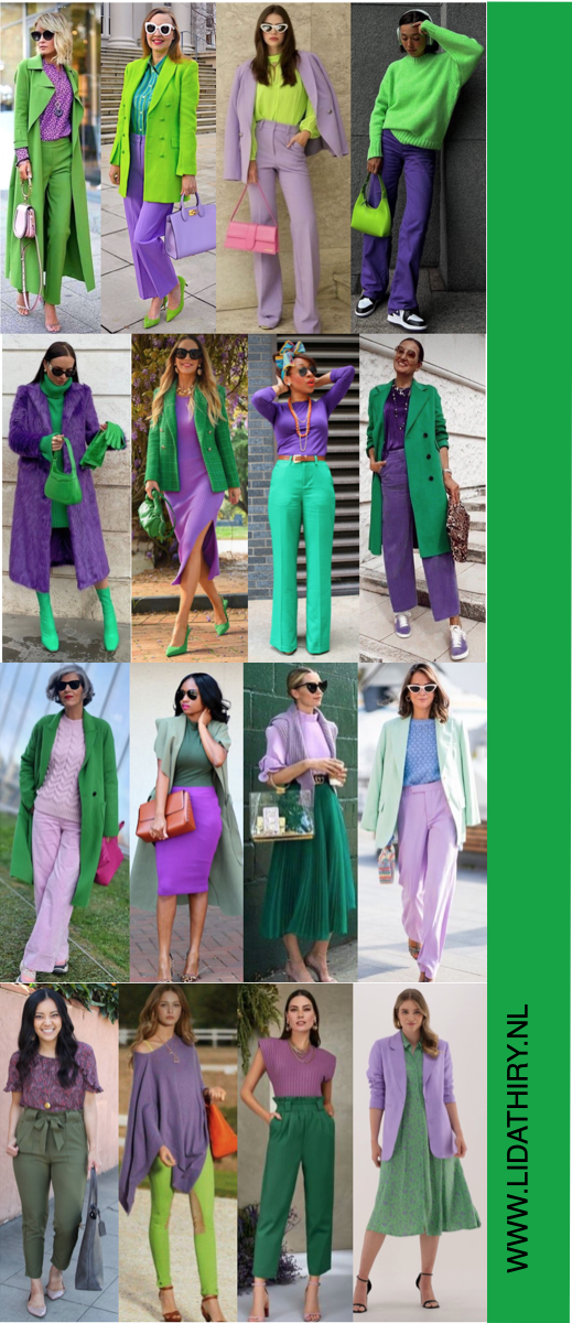 Groen met violet levert mooie combinaties op.