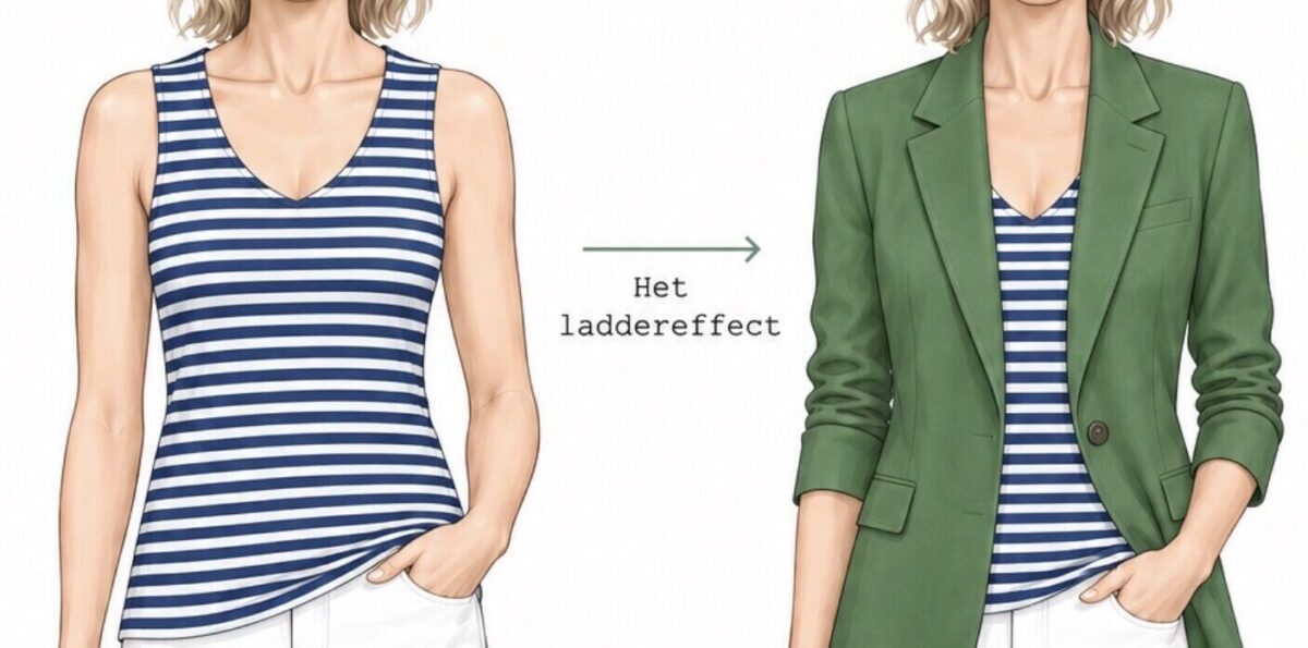 Het laddereffect – met breedtestrepen slanker lijken